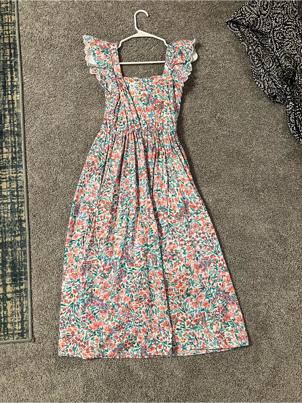 NWOT jcrew Floral Square-Neck Midi Dress in Pink & Mint - Picture 2 of 6